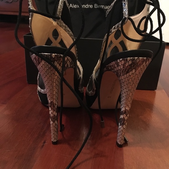 Python and suede open toe pumps - Picture 2 of 5